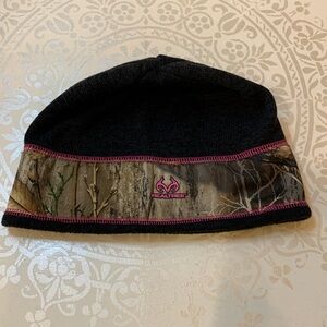 REALTREE Black and Camo Hat with Pink Logo